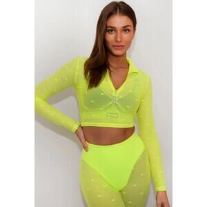 ADAM SELMAN SPORT Long Sleeve Mesh Cropped Top Small S
